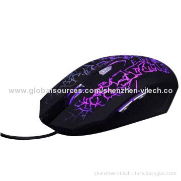 6D Gaming Driver Optical Mouse with LED RED Light, 800-1,200dpi Resolution